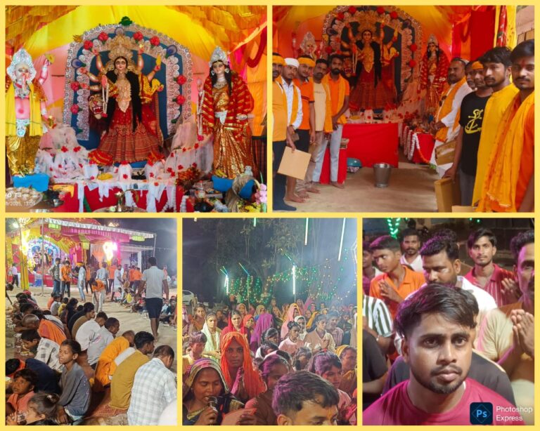 ख़िद्दिरपुर में दुर्गा पंडाल में रात्रि जागरण, भंडारे में उमड़ी भीड़